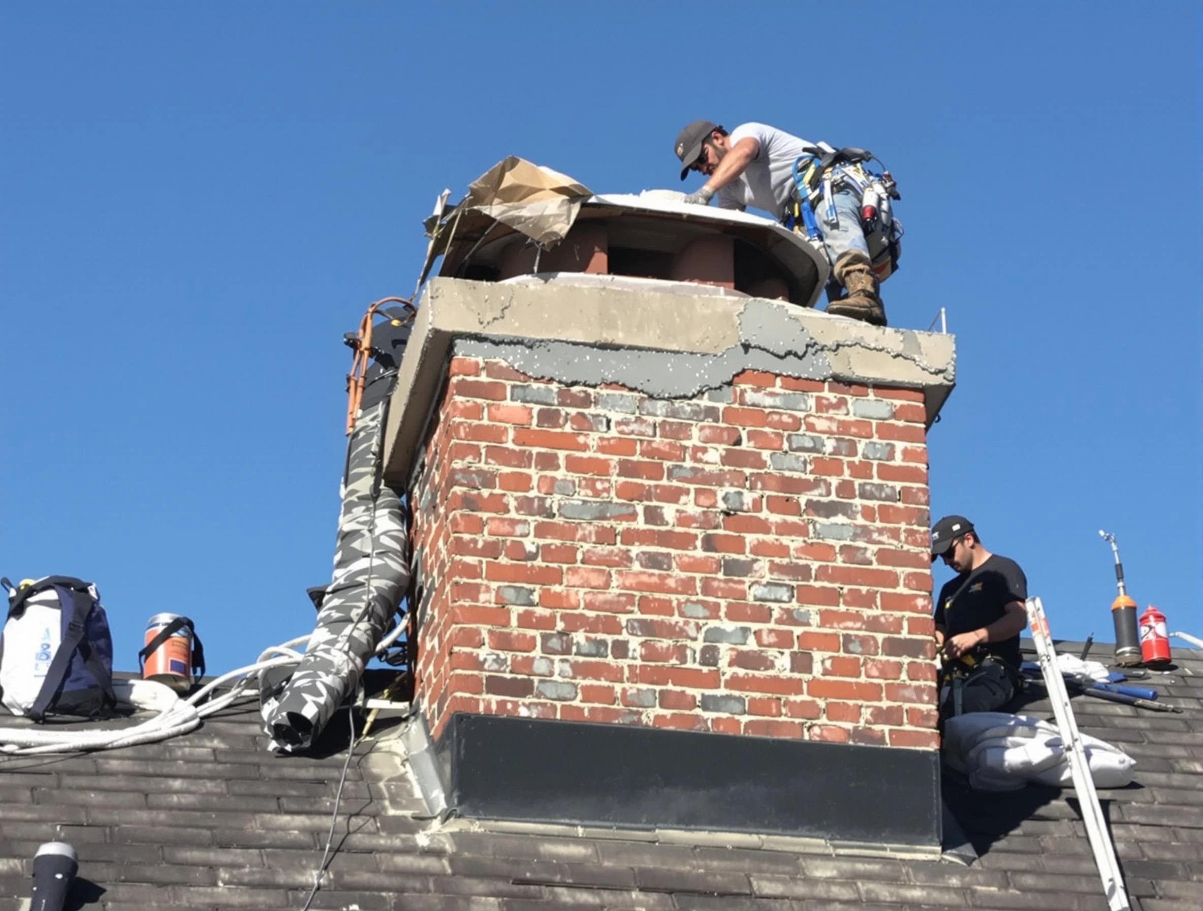 Taylorsville Chimney Sweep installing a custom chimney crown in Taylorsville, UT