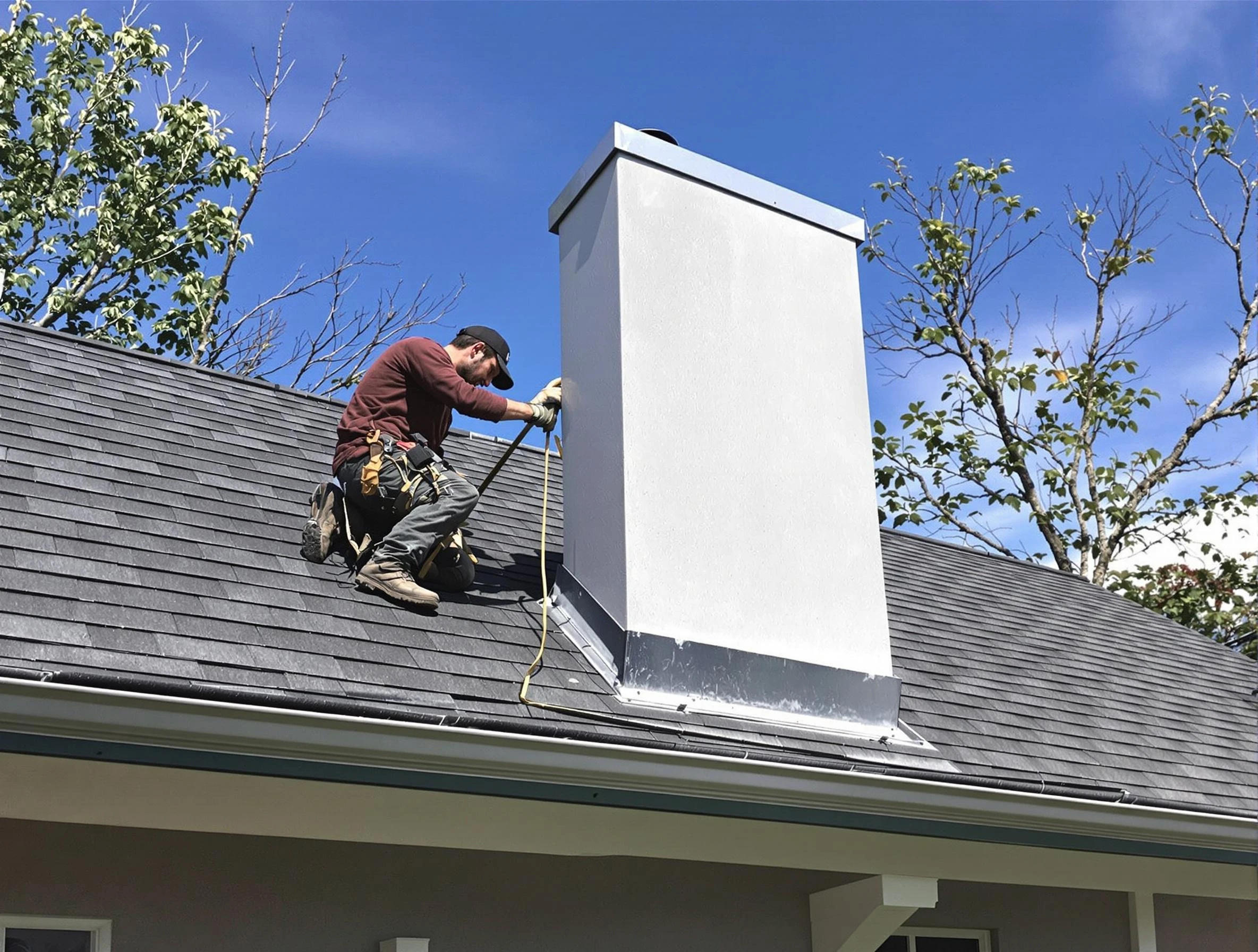 Taylorsville Chimney Sweep team member finishing chimney construction in Taylorsville, UT